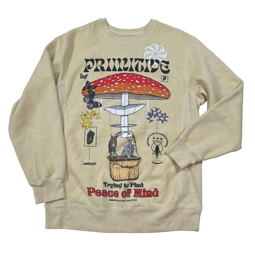 Primitive Skateboarding Size S Elevator Washed Crewneck Sweatshirt (Retail $70)